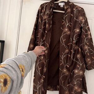 Chic brown Victor Costa Floral vintage retro floral Y2K 2000s Brown Cape trench